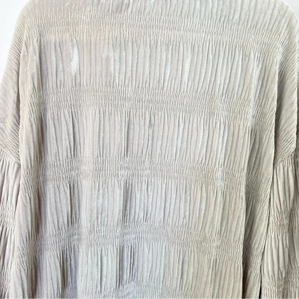 New Free People Velvet Long-Sleeve Button-down Top Chrome Grey Medium - Picture 12 of 15